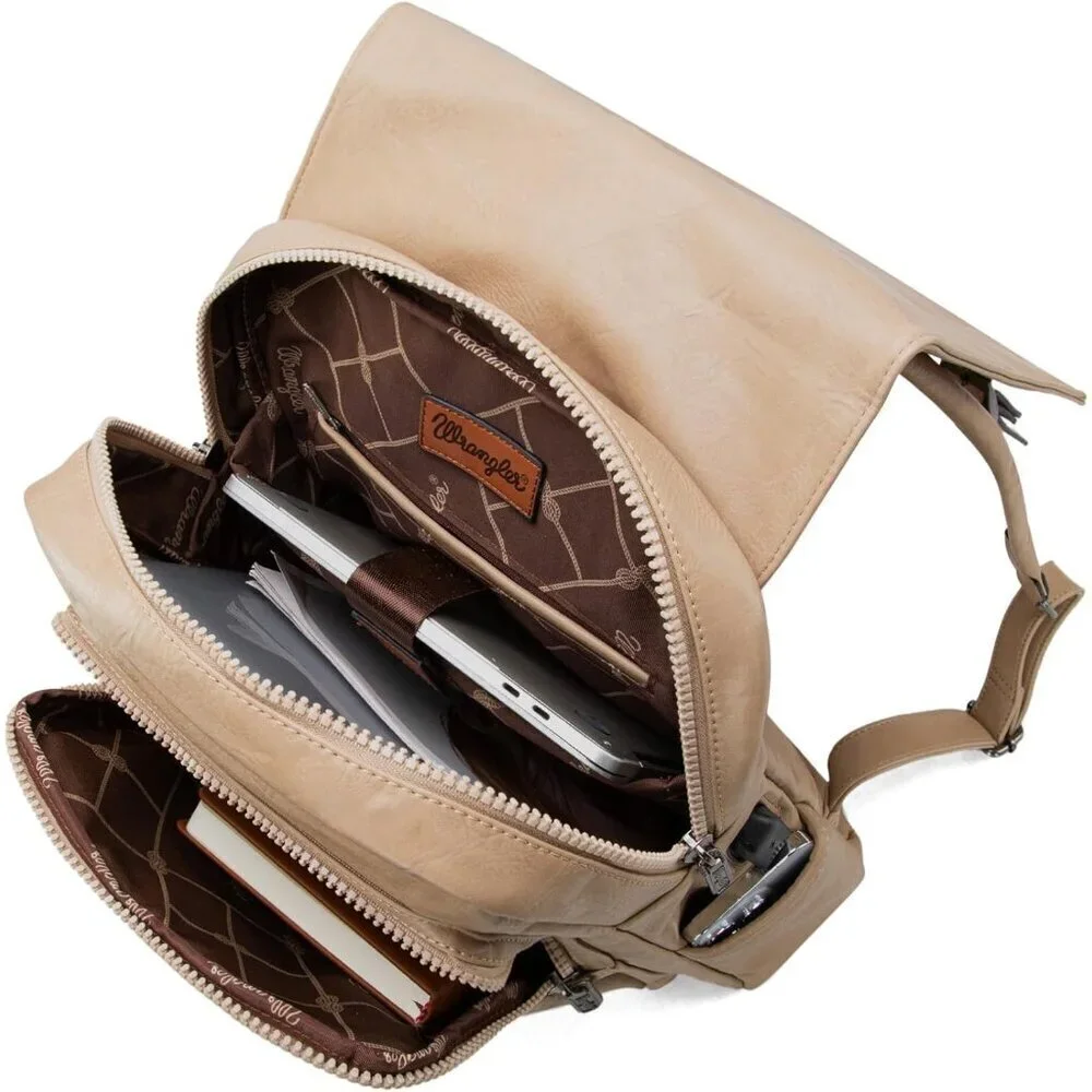 ✨Men Brown Montana West Wrangler Leather Purse Laptop Backpack Fashion Backpack
